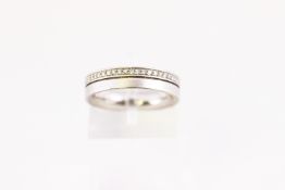 A heavy 4.5mm court wedding ring grain set with diamonds stated to weigh 0.28cts.