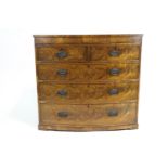 A 19th century mahogany bow fronted chest of two short and three long graduated drawers,