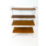 A white framed Ladderax set of wall shelves