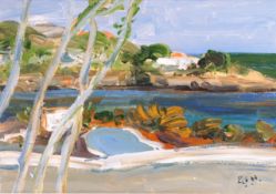 Rachel Granger Hunt, Mallorca, oil on board, monogrammed R G H lower right, mounted and un-framed,