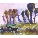 Rachel Grainger Hunt, 'Running Dogs', oil on board, monogrammed R G H lower right,