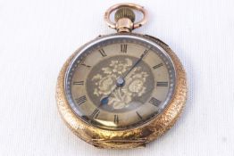 A hallmarked 9ct gold open face pocket watch.