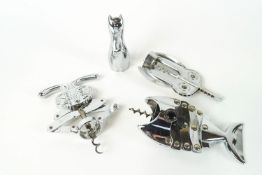 A corkscrew titled "The Bug", another "Lazy Fish", another in the form of an Owl,