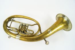 A European style baritone horn (tuned to B) in brass with silver-coloured mounts,