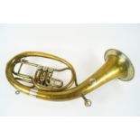 A European style baritone horn (tuned to B) in brass with silver-coloured mounts,