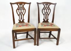 Pair of George III mahogany dining chairs,