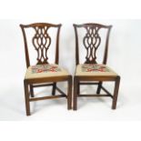 Pair of George III mahogany dining chairs,