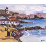 Rachel Grainger, A Turkish coastal scene and a Bulgarian harbour scene, oil on board,