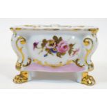 A French porcelain bombe shaped inkwell, mid 19th century,