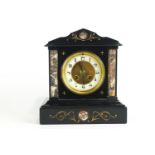 A Victorian Belgian slate and marble mantel clock, or neo-classical form,