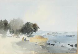 John Burnham, Yellow Boat, watercolour, signed lower right and titled verso,43cm x 53cm.