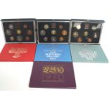 A collection of seven proof coin sets, comprising : 1971, 1973, 1977, 1979, 1983, 1984, 1985,