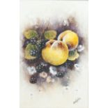 C.Hughes, A pair of fruit Still lives, watercolour, signed lower right,