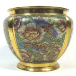 A baluster form Japanese brass planter,