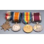 A WWI four medal group to 4396 Sgt H Tadd, Somerset Light Infantry