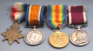 A WWI four medal group to 4396 Sgt H Tadd, Somerset Light Infantry