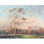 Tom Van Oss, Summers Evening at Chewton Church, Somerset, oil on canvas,