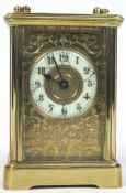 A Continental brass carriage clock,