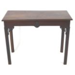 A Chinese Chippendale style side table in mahogany, of plain rectangular form,