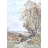 E Wimperis, A scene on the Downs, watercolour, initialled lower left,
