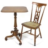 A 19th century mahogany tripod occasional table and a chair,
