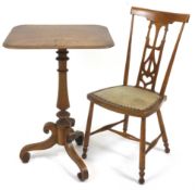 A 19th century mahogany tripod occasional table and a chair,