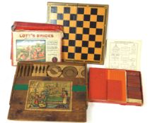 A collection of vintage toys, building blocks etc,