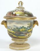 A late Regency pottery pot pourri vase, of urn form,