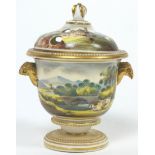 A late Regency pottery pot pourri vase, of urn form,