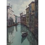 Rinaldi, 20th century, A canal at Venice, oil on canvas, signed lower left, titled verso.
