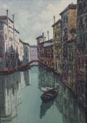 Rinaldi, 20th century, A canal at Venice, oil on canvas, signed lower left, titled verso.