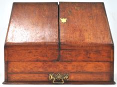 A 19th century oak writing/stationery box, of traditional form,