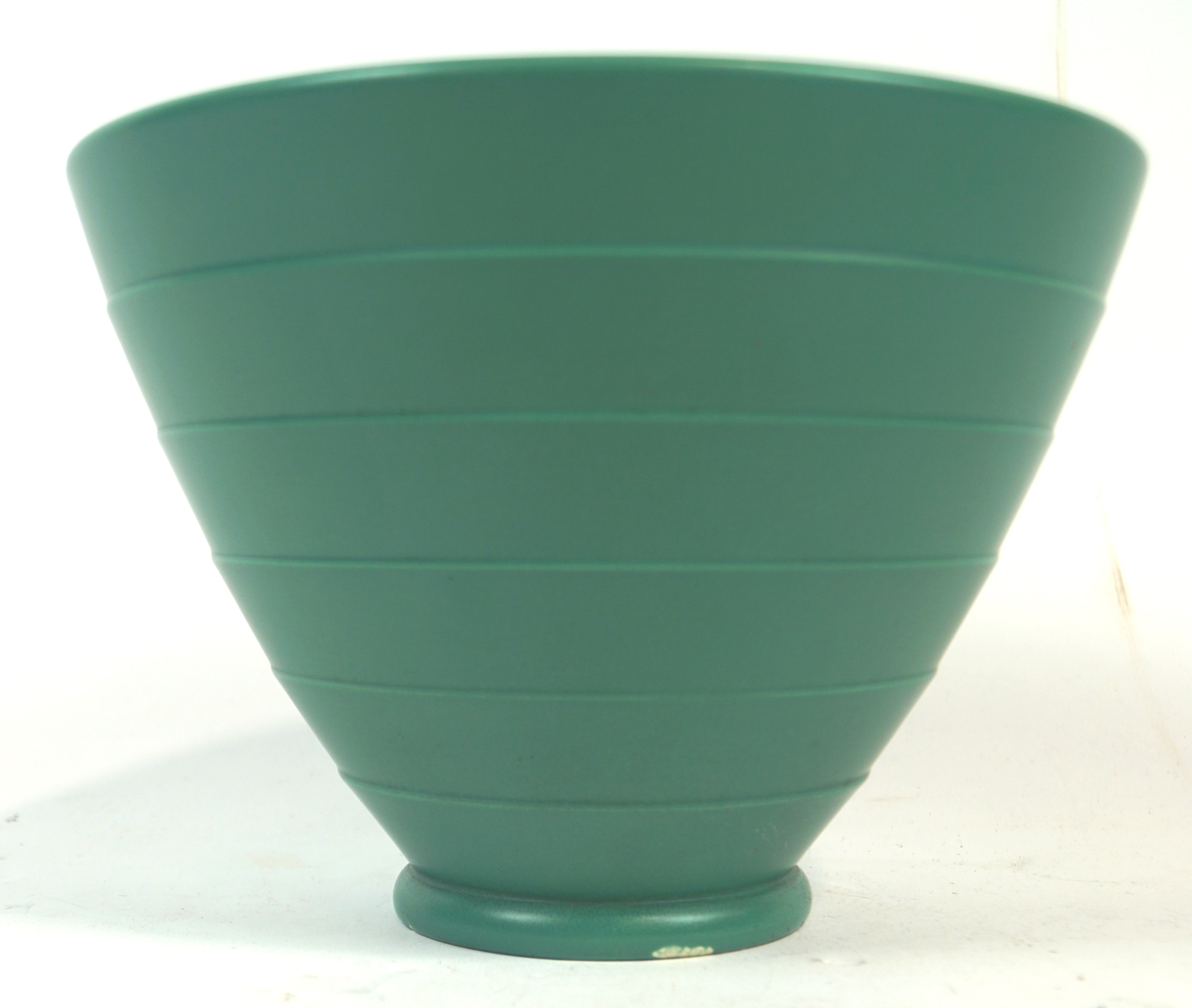 A Keith Murray for Wedgwood, matt green ribbed pottery bowl, - Image 2 of 3