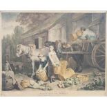 Richard Easton, after Francis Wheatly, Preparing for market, coloured mezzotint, 44cm x 54cm.