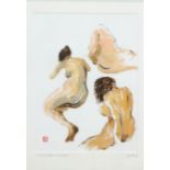 Cleve roll studies, sketches with a brush watercolour, signed on mount and titled,
