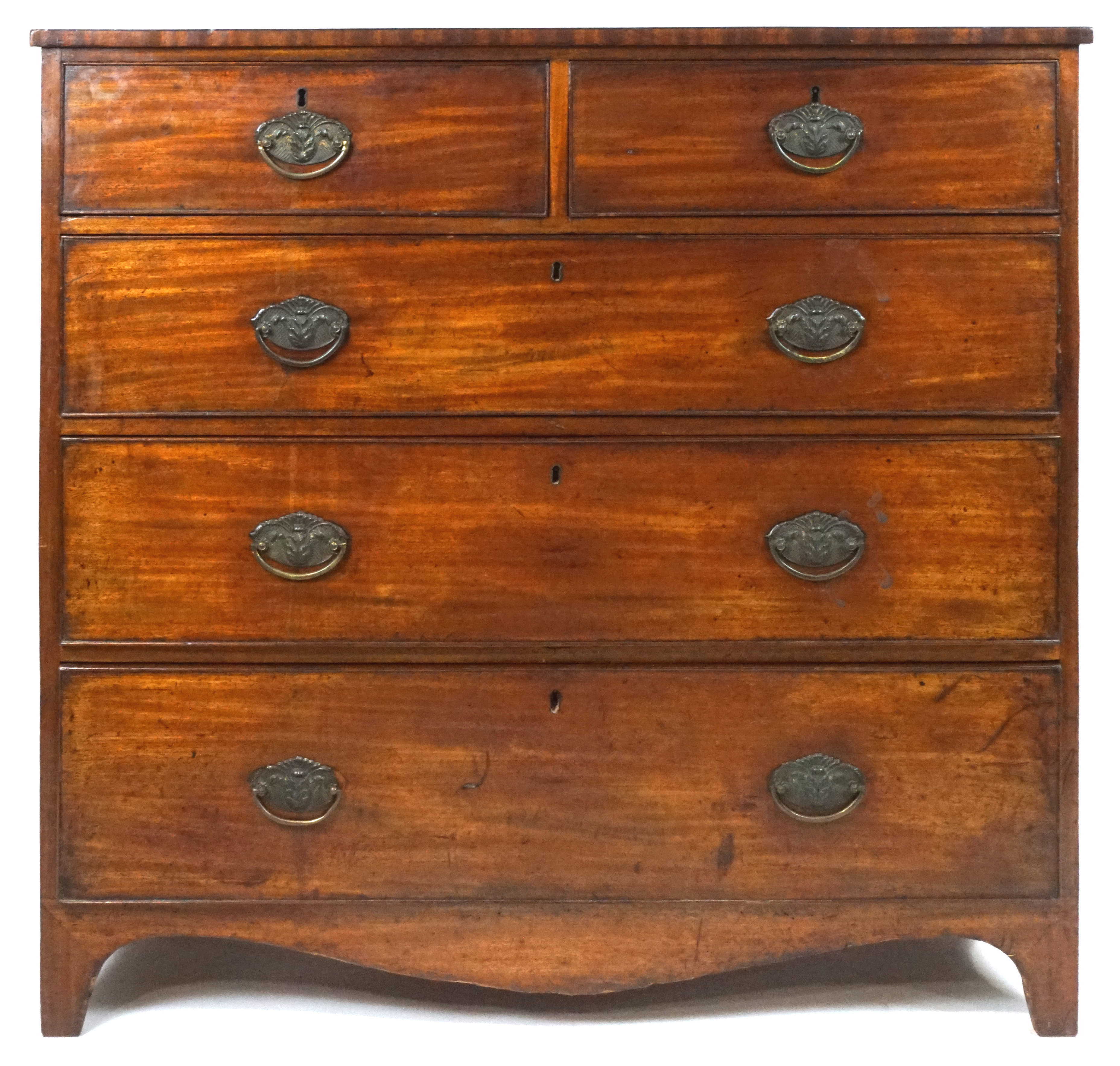 A George IV mahogany chest of two short and three long drawers,