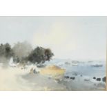 John Burnham, Yellow Boat watercolour, signed lower right and titled verso,43cm x 53cm,