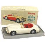 A Triang electric Austin Healey 100/6 model car, in white with red interior, boxed,