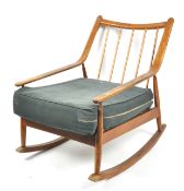Scandart - A rare 1960's retro vintage beech wood rocker / rocking chair having a deep seat