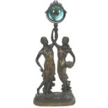 A large cast metal ball clock, the bleu celeste Roman dial signed, Jacob Petit, Paris 1892,