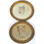 Two Putti prints of warring scenes,