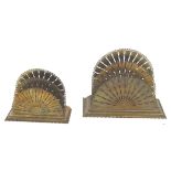 Two brass pierced open fan design letter racks, Reg No for 1890-91,