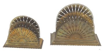 Two brass pierced open fan design letter racks, Reg No for 1890-91,