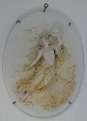 A 19th century Continental bisque porcelain oval wall panel of a nymph,