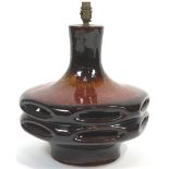 A large Studio pottery flambe glazed lamp base, circa 1970,