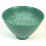 A Keith Murray for Wedgwood, matt green ribbed pottery bowl,