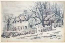 Wembley Street scene, pencil, signed 'TWB' and dated April 23 '81 lower right, framed and glazed,