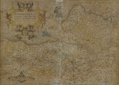 A hand coloured map of Somerset, engraved by William Kid,