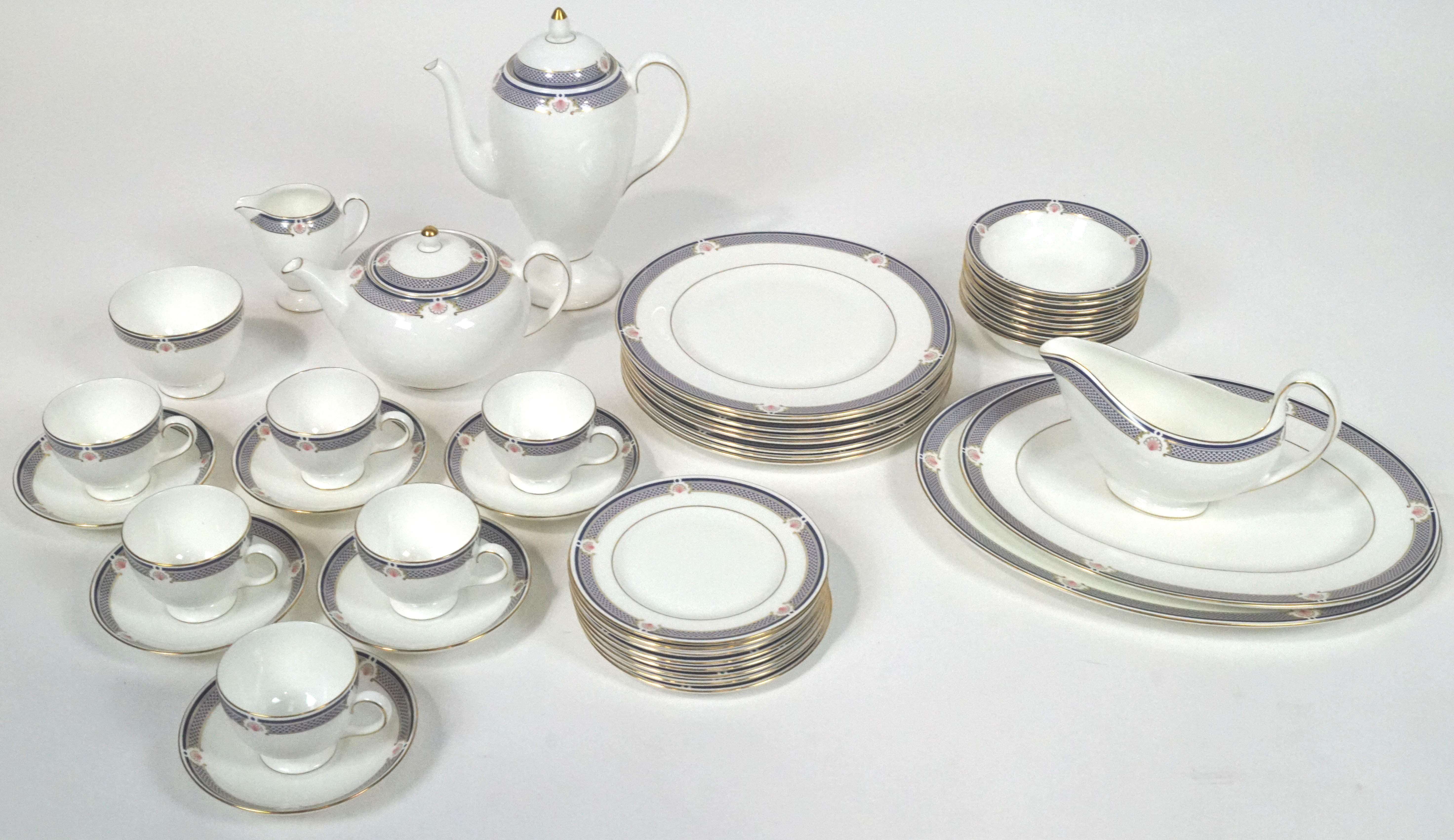 A Wedgwood 'Waverley' pattern tea and dinner service for six place settings