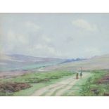 Ware Brown, Figures in a landscape, watercolour, signed lower left,